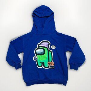 H&M Among Us Sweatshirt Boys Size 5/6 Blue Hooded There Is An Imposter Among Us